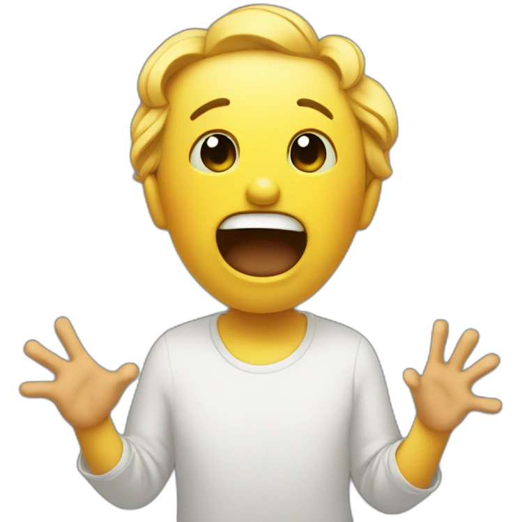 melancholic happy smiley with panic hands emoji