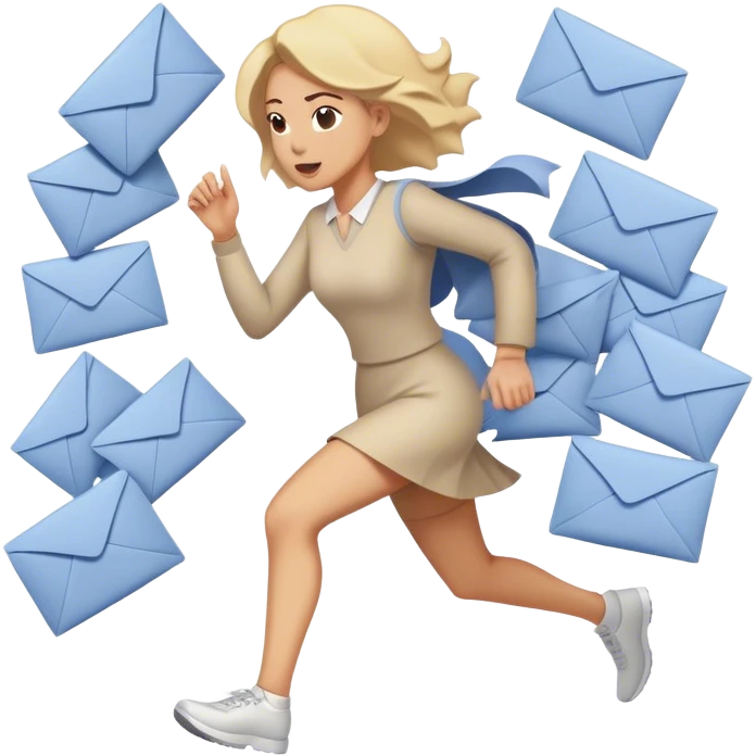Woman running away from envelopes  emoji