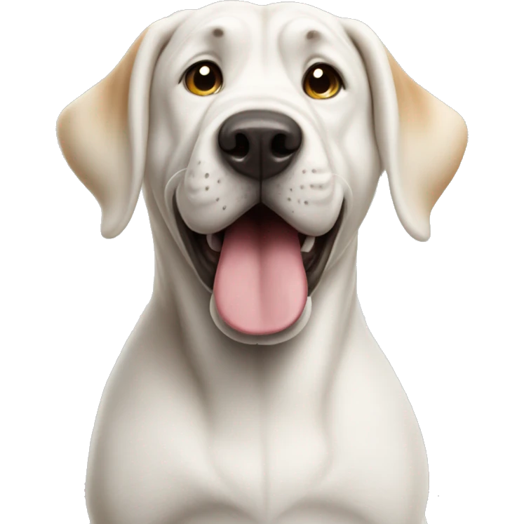 A cute white mastif dog saying okay  emoji