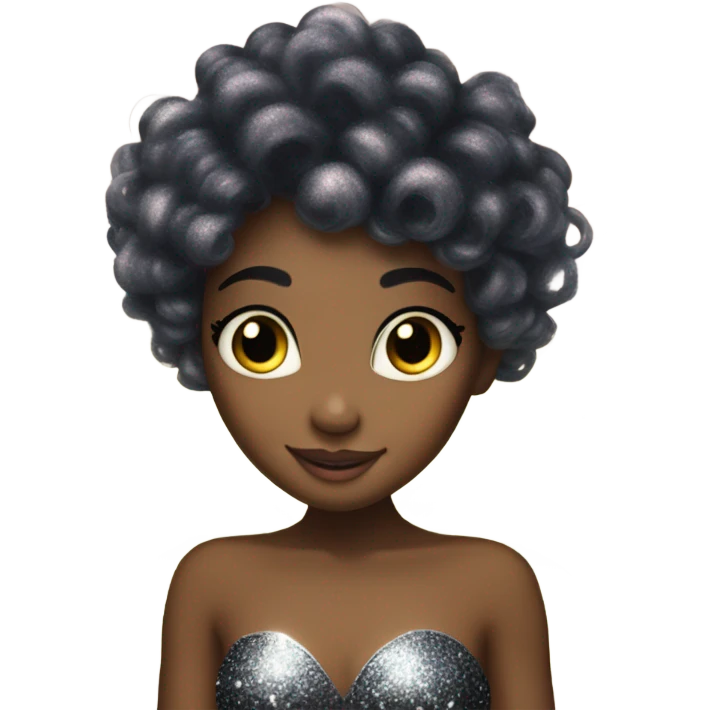 Black tinker bell glitter hair emoji
