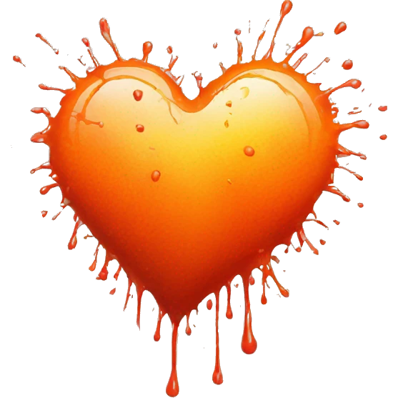 splattered paint heart glowing red-orange warmth emoji