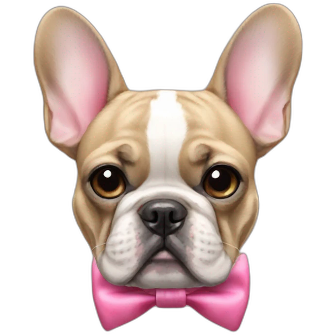 french bulldog head with pink bow tie emoji