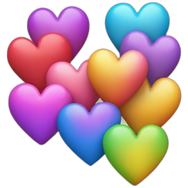 Cuatro Corazones muchos arcoiris contentos sonriendo emoji