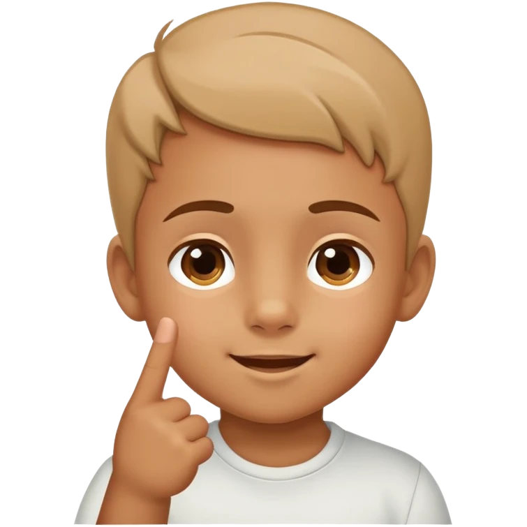 child pointing to their forehead, cheerful and clear emoji