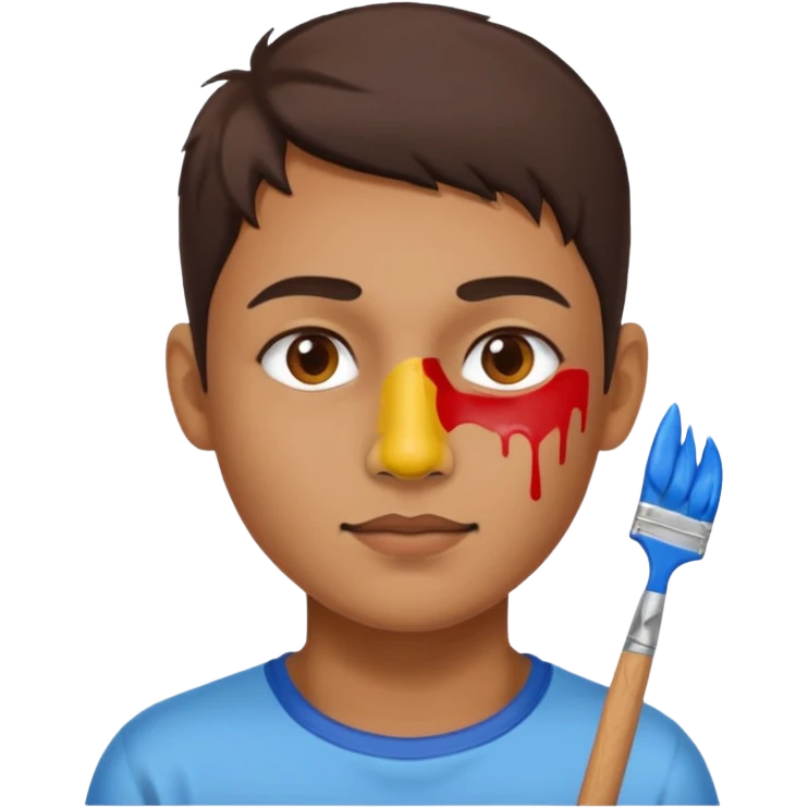Paint on nose, half body emoji
