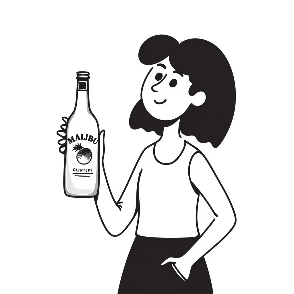 young woman holding a bottle of Malibu emoji
