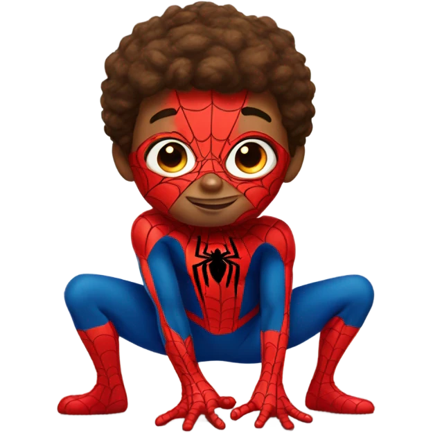 Little boy dressed as spider man emoji
