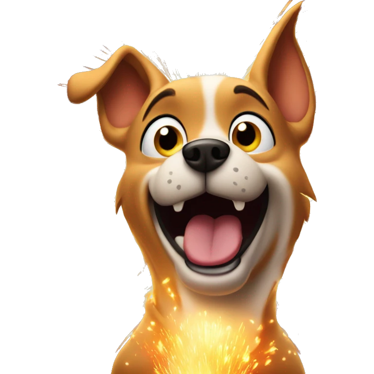 Dog in a looney tunes style inside of a firework in a cartoonish fashion emoji