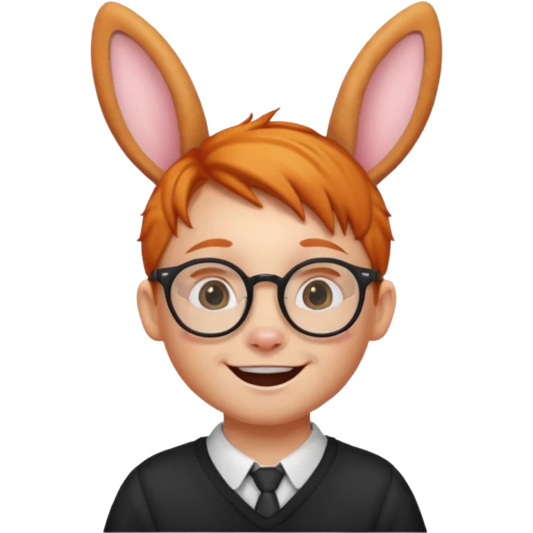 bunny ear wearing ginger small kid spectacled emoji
