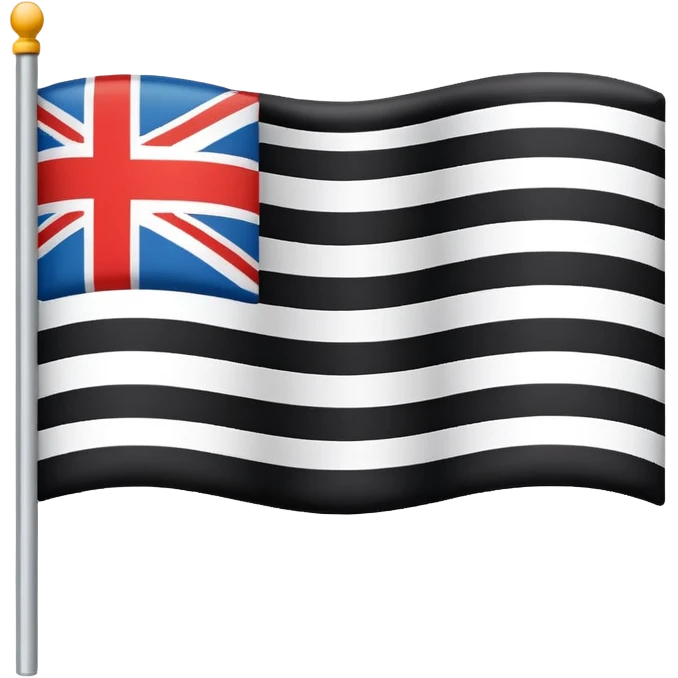 A simple flag with three black horizontal lines and three white horizontal lines, no stars and no moon emoji
