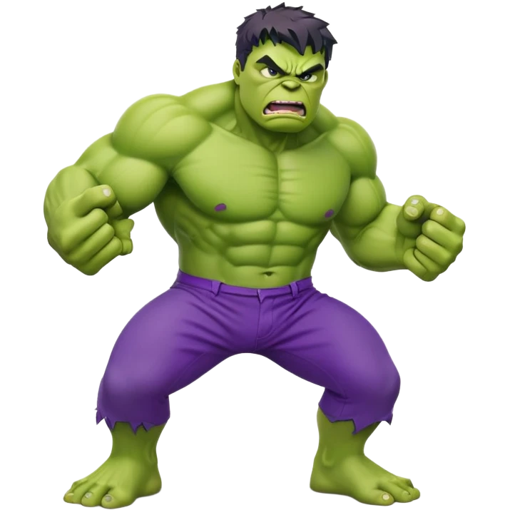 the Hulk smashing pose green skin purple pants emoji emoji