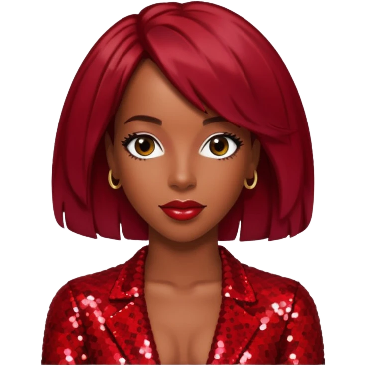 Kelly Rowland from Destiny's Child with dark red hair, red sequin outfit emoji