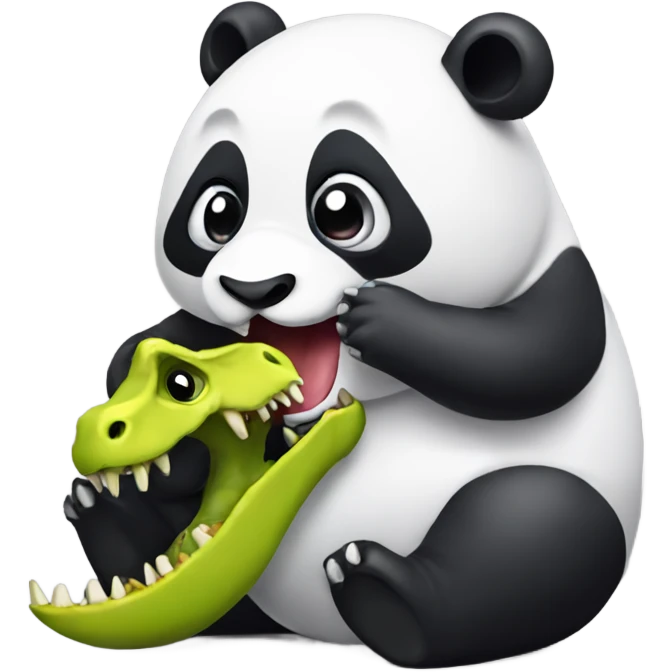 Panda eating dinosaur emoji