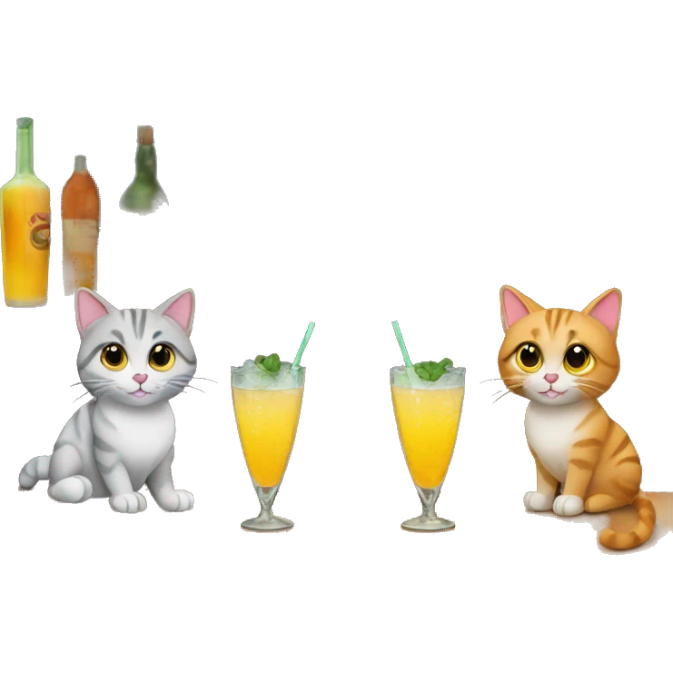 four cats at a cocktail bar emoji