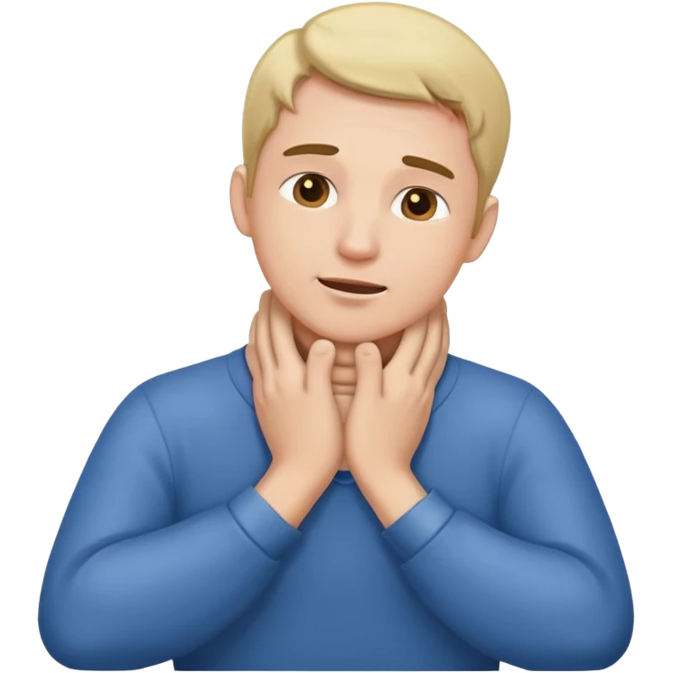 Guy holding his neck with both hands emoji