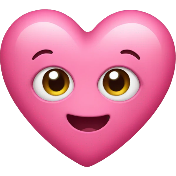 Pink heart with cute face emoji