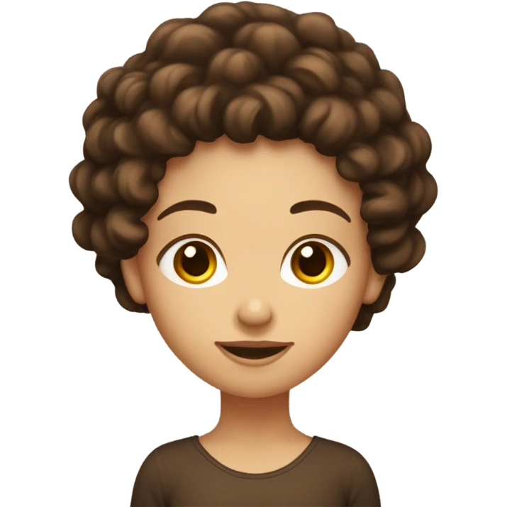 fille cheveux bouclés brun foncé long, avec de la peaux pale emoji
