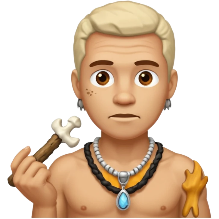 Stone age man  with Bone Necklace emoji