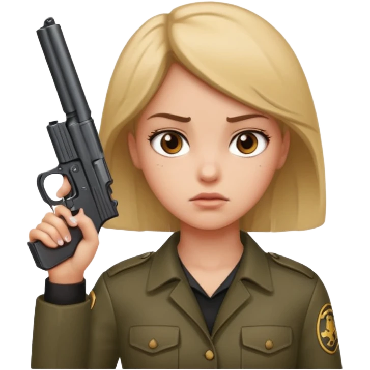 Girl holding a gun hand to head emoji