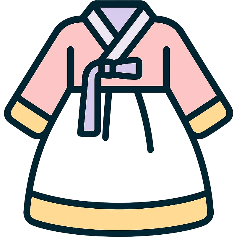 adorable hanbok icon, pastel colors, soft lines, traditional Korean dress emoji