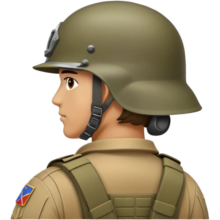 back view of soldier's head wearing military helmet emoji
