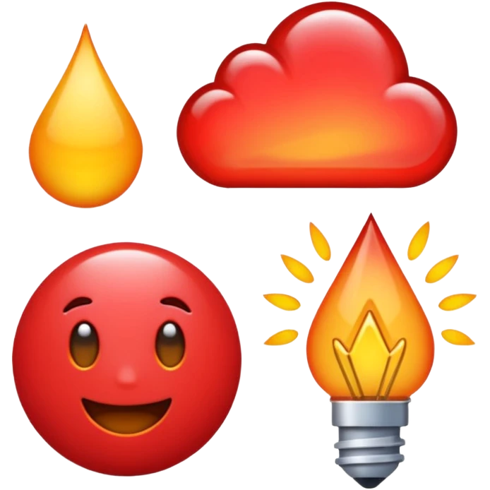 Objetos de estudos nos tons vermelhos emoji