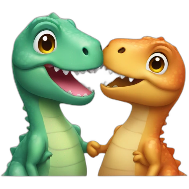cute dinosaur kiss emoji