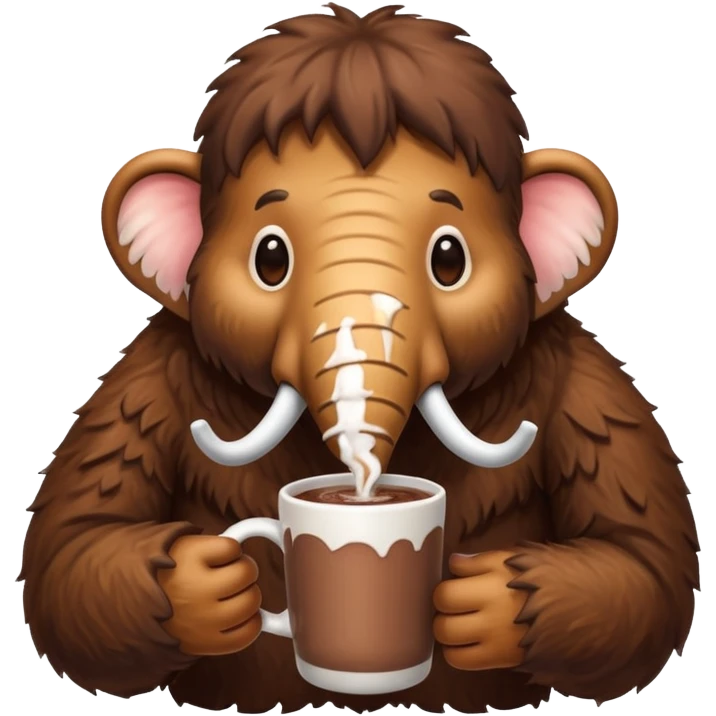A mammoth who drinks a hot chocolate emoji