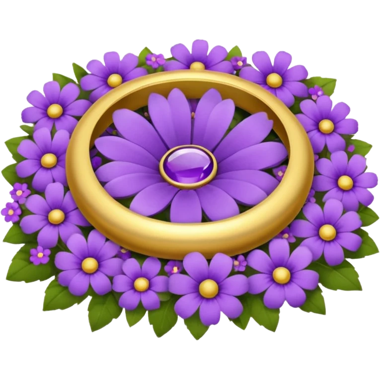 в цветах #B531C6 #B93FC4 #BC74DA #FED3FF   фиолетовый цвет ,темно фиолетовый кольцо золотые  лежит emoji
