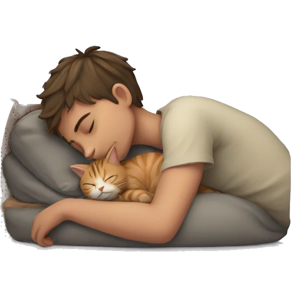 sleeping boy with cat emoji