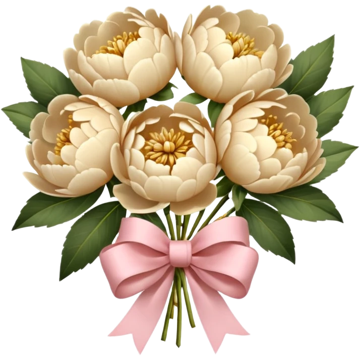 Beige peonies bouquet with golden bow emoji