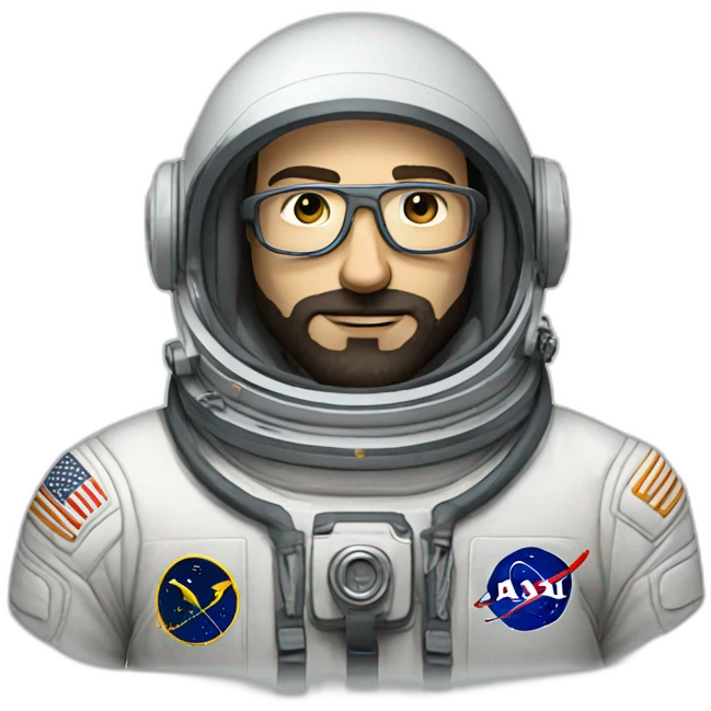 caucasian dark-bearded astronaut with white-glasses emoji