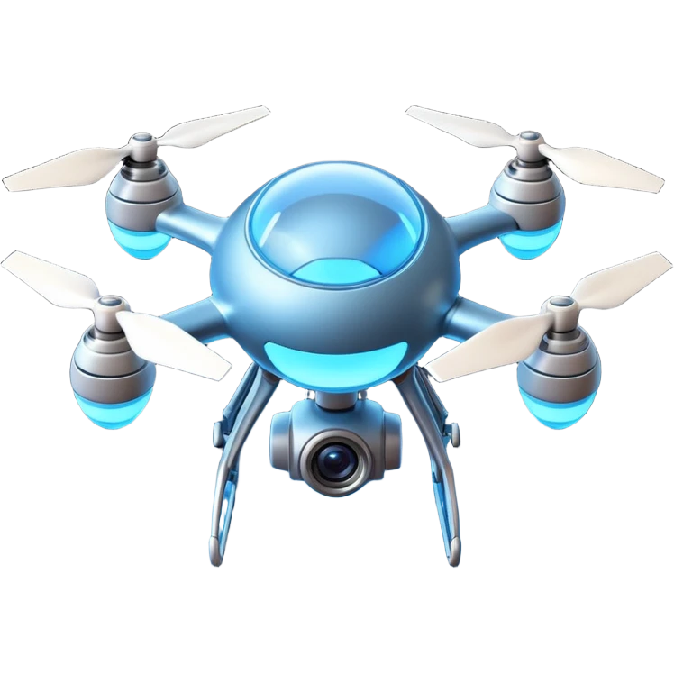 space explorer drone object icon, small futuristic drone with camera lens, glowing blue lights, sci-fi metal body, antenna details, 3D cartoon, mobile game icon style, centered, clean background, soft shadow, no text, no watermark
 
 emoji
