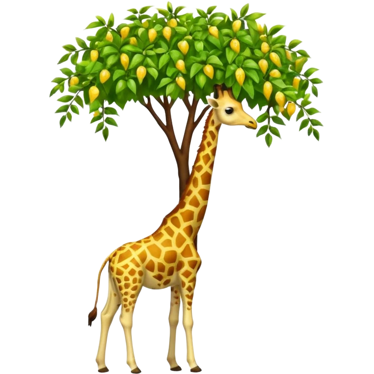 giraffe eating leaves from a tree emoji