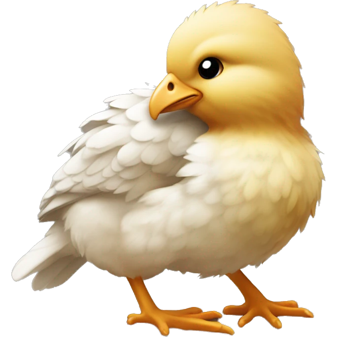Poussin qui fait un câlin à un nounours emoji