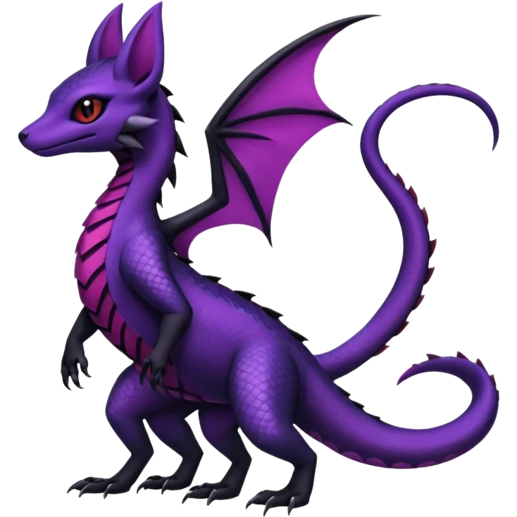 Anthropomorphic Scaley Exotic Salandit-Noibat-Umbreon-Fakémon-hybrid-creature (full body)  emoji