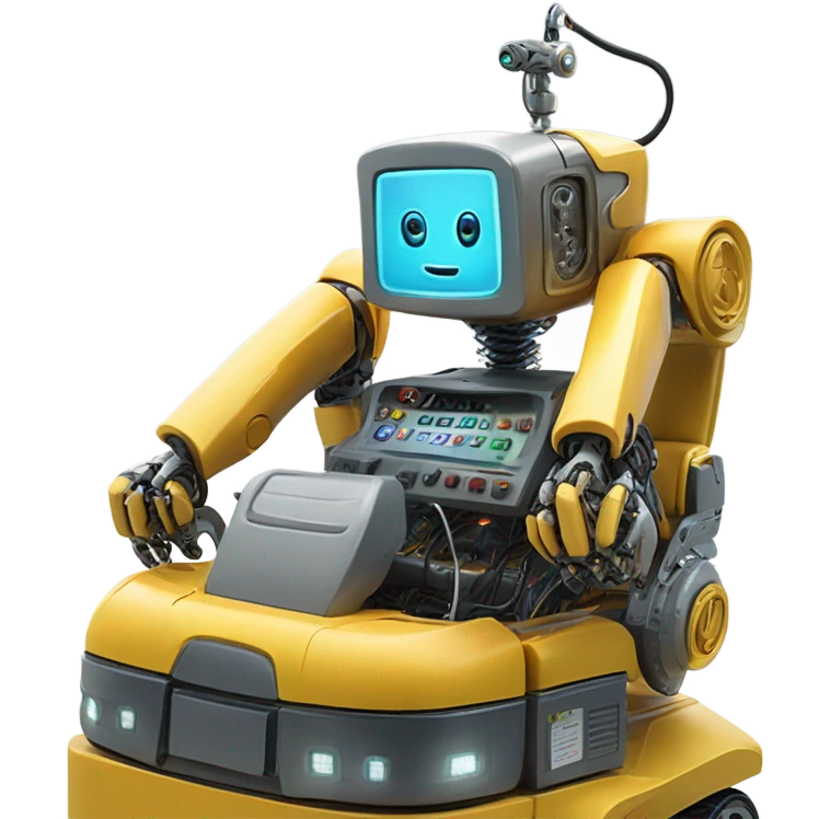 Robot driving a truck emoji