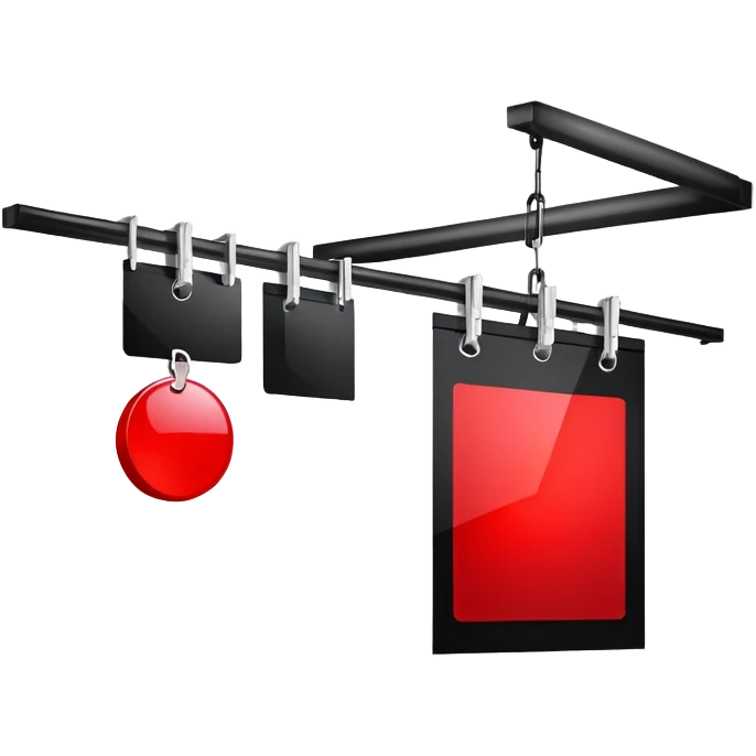 Darkroom with red safelight and hanging film negatives drying emoji