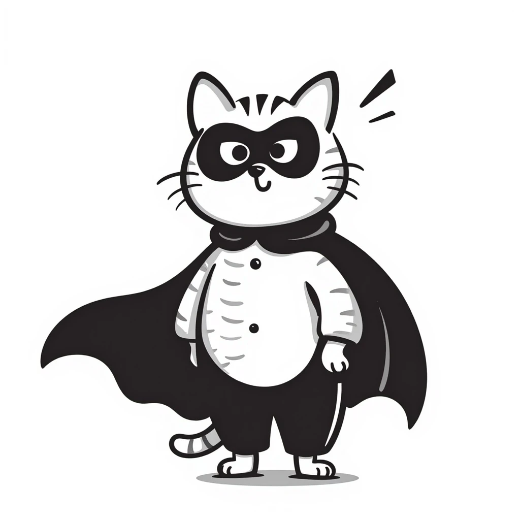 super cat, hand drawn doodle style emoji
