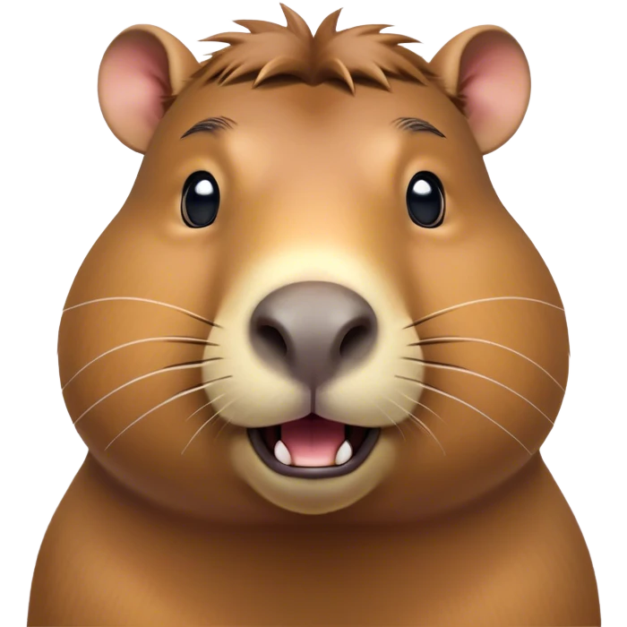 Cinematic Comical Capybara Portrait Emoji, Head tilted dramatically with an exaggeratedly shocked expression, featuring a robust, rotund build and a distinct capybara head with a broad snout and small ears, with wide, comically expressive eyes full of humorous disbelief, Simplified yet hilariously expressive features, highly detailed, glowing with a slightly sassy natural glow, high shine, dramatic yet playful, stylized with an air of quirky charm, soft glowing outline, capturing the essence of a meme-worthy capybara that looks ready to side-eye its way into viral fame! emoji
