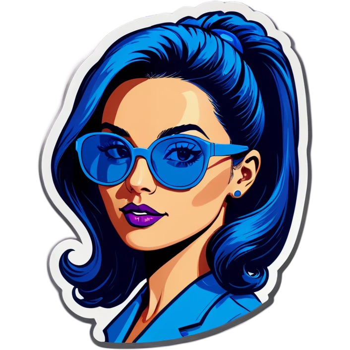 Pop art women with blue hear with sunglasses  emoji