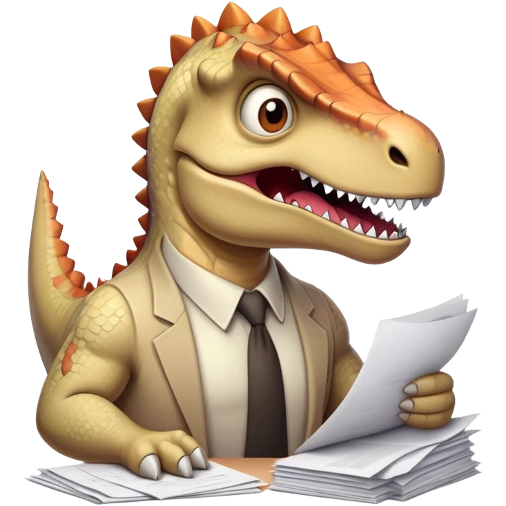 office Dinosaur, angry, papers everywhere emoji