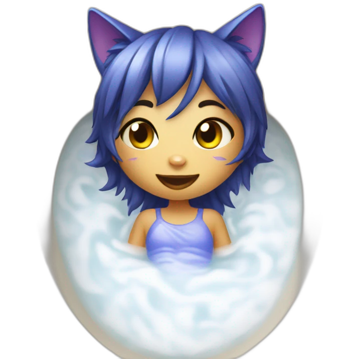 Cat girl in bath emoji
