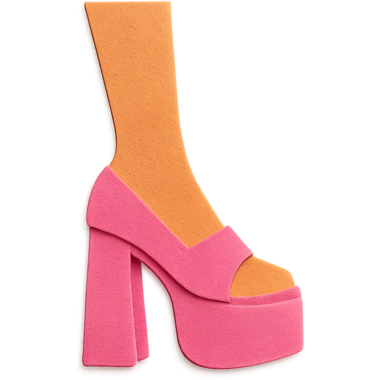pink platform heel with a leg in stockings emoji