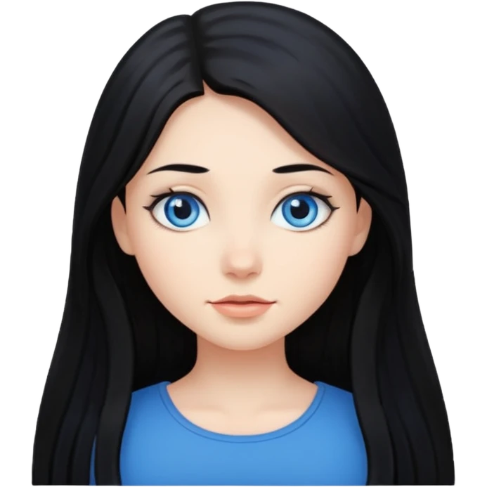 fille cheveux long et noir, yeux bleu emoji