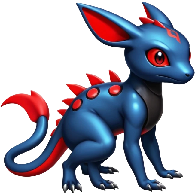 Cute Shiny Guilmon-Salandit-Umbreon-Fakémon-hybrid-creature (full body)  emoji