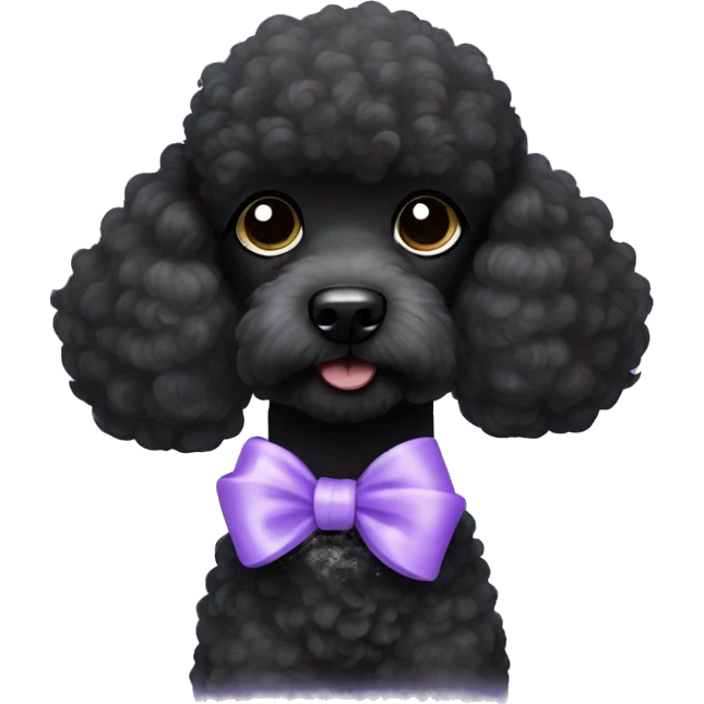 Black poodle with a lavender bow emoji