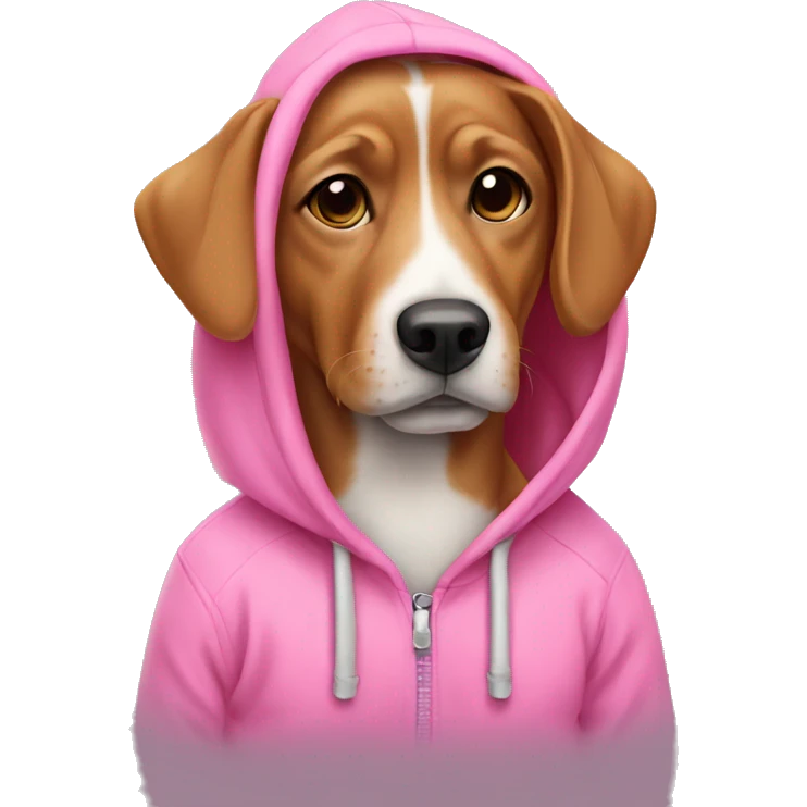 Dog wearing pink hoodie emoji