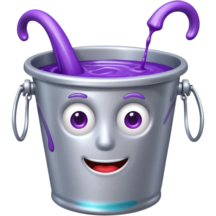 cartoon silver bucket with purple goo emoji