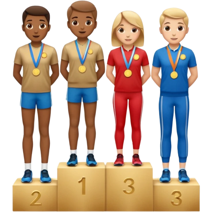 show people on podium in first, second and third place emoji